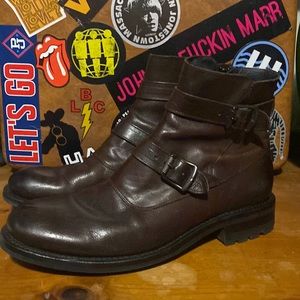 Frye Stanton Moto, side zip, dual straps size 11 boots.  Class with an Edge.